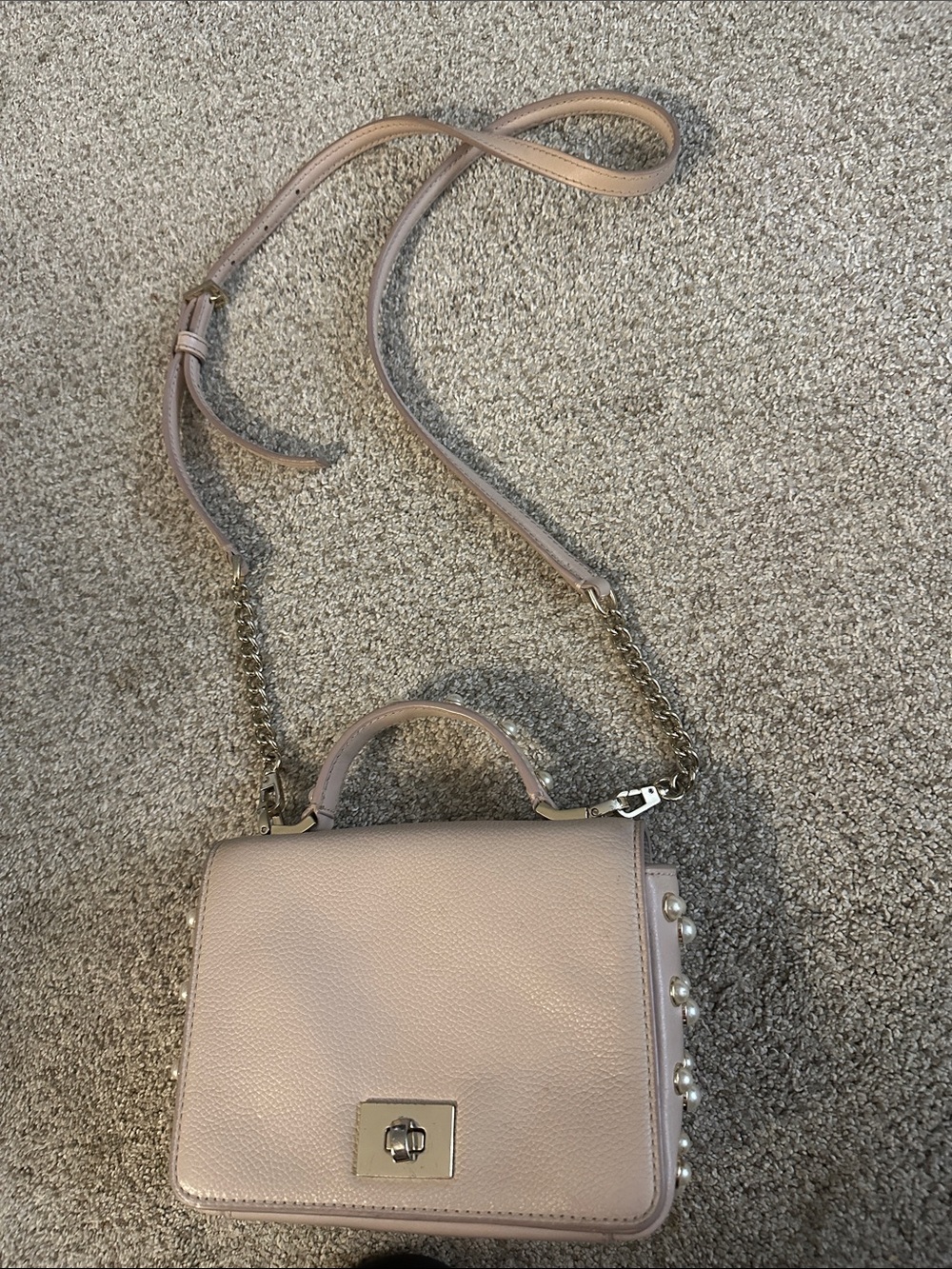 Kate spadeMaisie pearl -Embellished Light Pink Leather Crossbody Bag